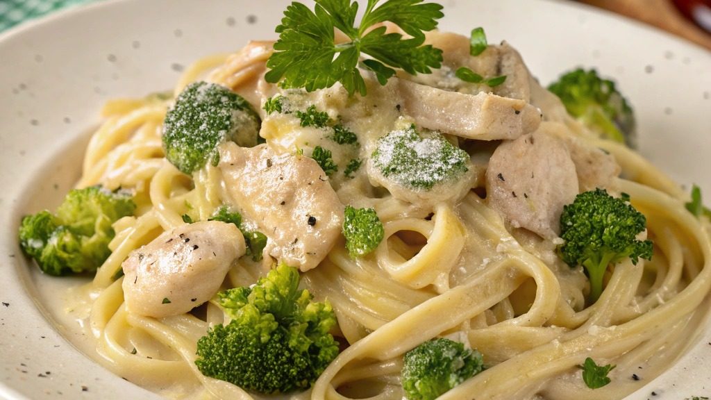 Pâtes crémeuses au poulet et brocoli