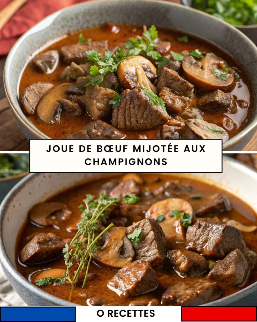 Joue de bœuf mijotée aux champignons