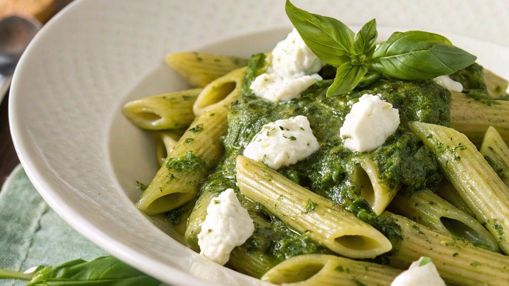 Pâtes crémeuses aux épinards et ricotta