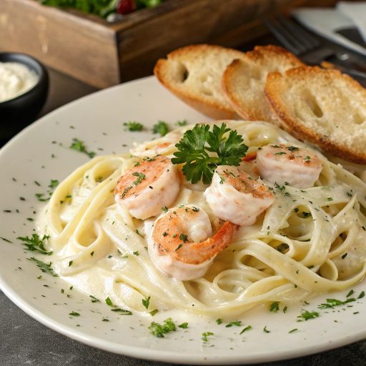 Pâtes Alfredo aux crevettes