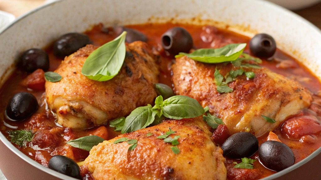 Pilons de poulet à la tomate et aux olives
