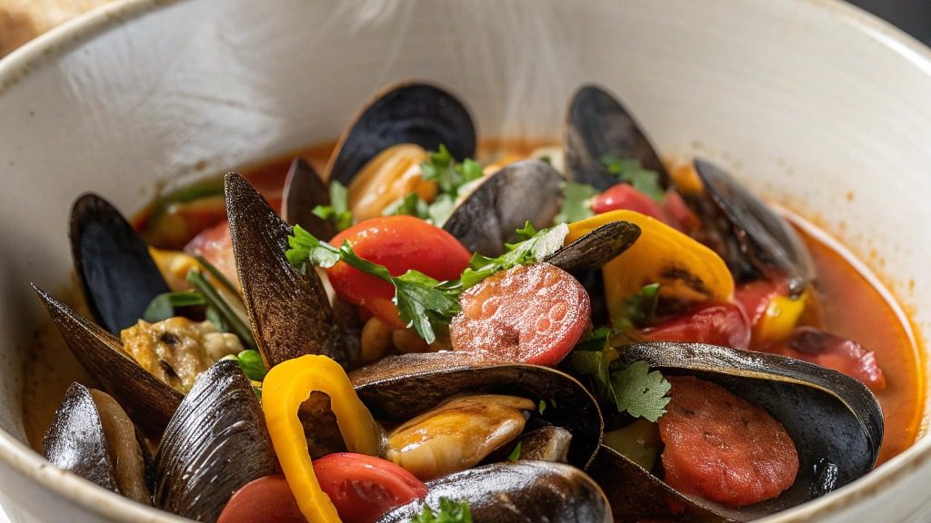 Moules au chorizo doux et poivron