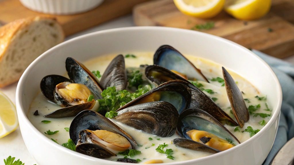 Moules à la crème et à l’ail