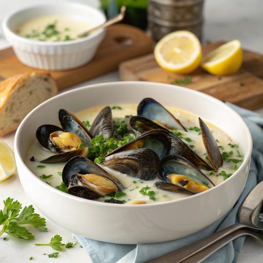 Moules à la crème et à l’ail