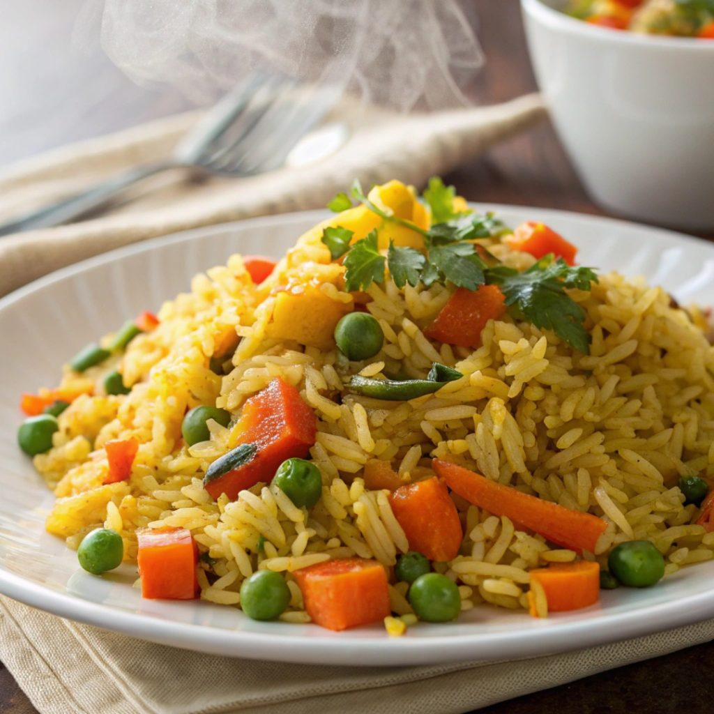 Riz pilaf au safran et aux légumes