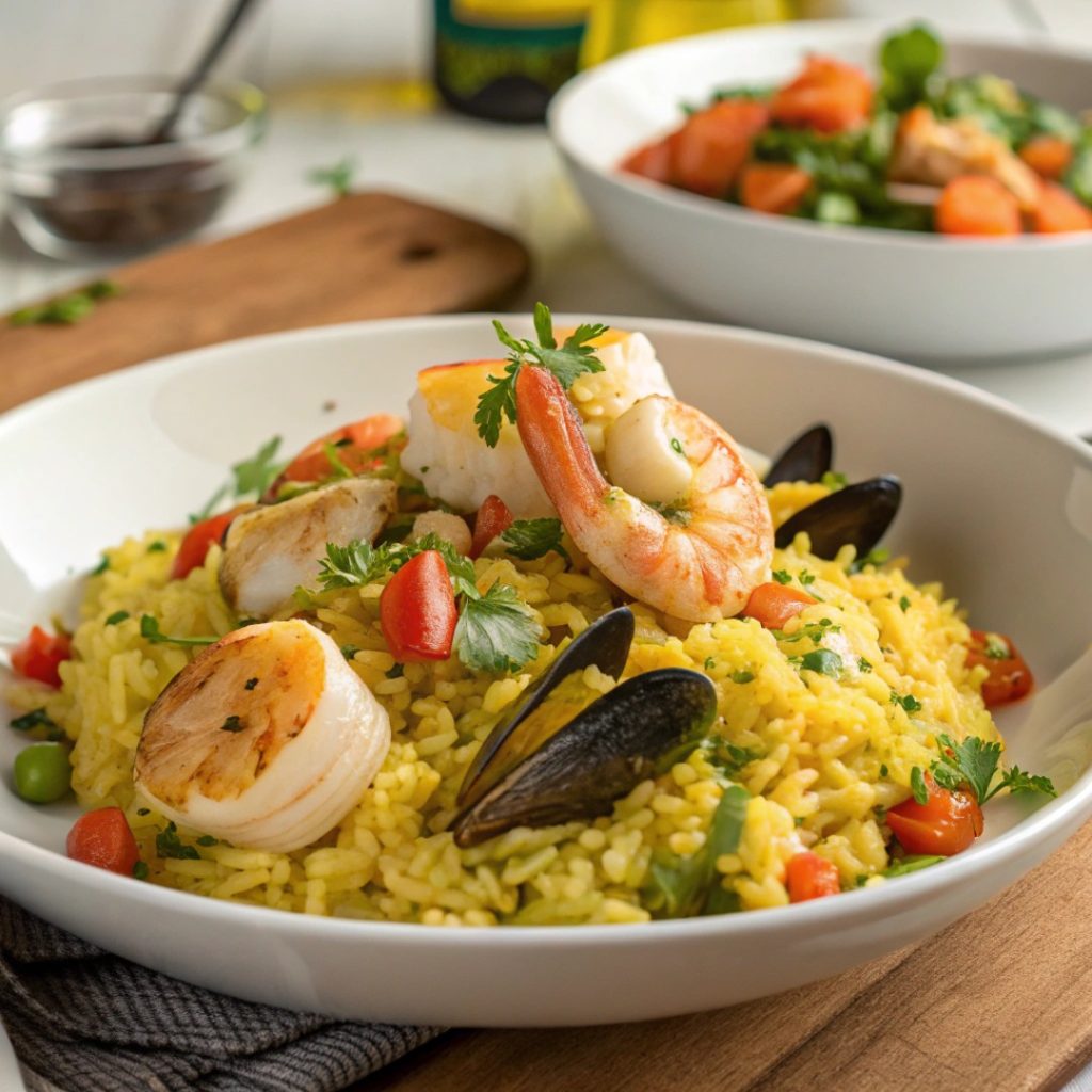 Riz jaune aux fruits de mer