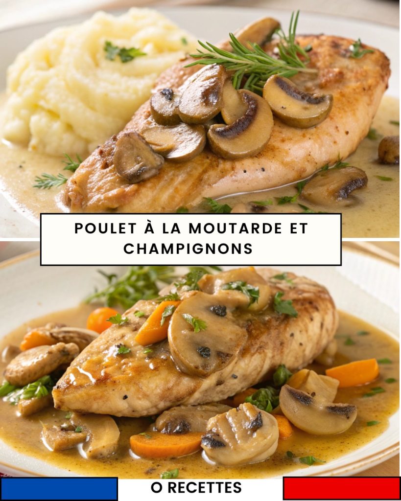 Poulet à la moutarde et champignons
