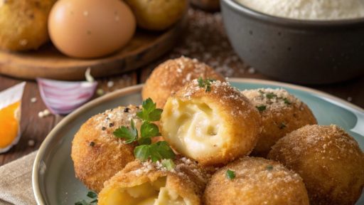 Beignets de purée farcis au fromage : croustillants dehors, fondants dedans. Une recette anti-gaspi et ultra gourmande à tester sans attendre !